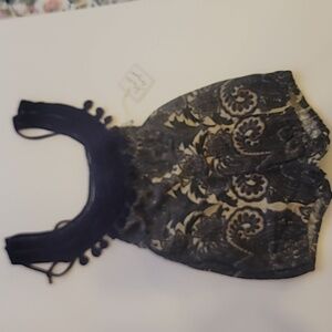 Elegant Black and Cream Lace Romper